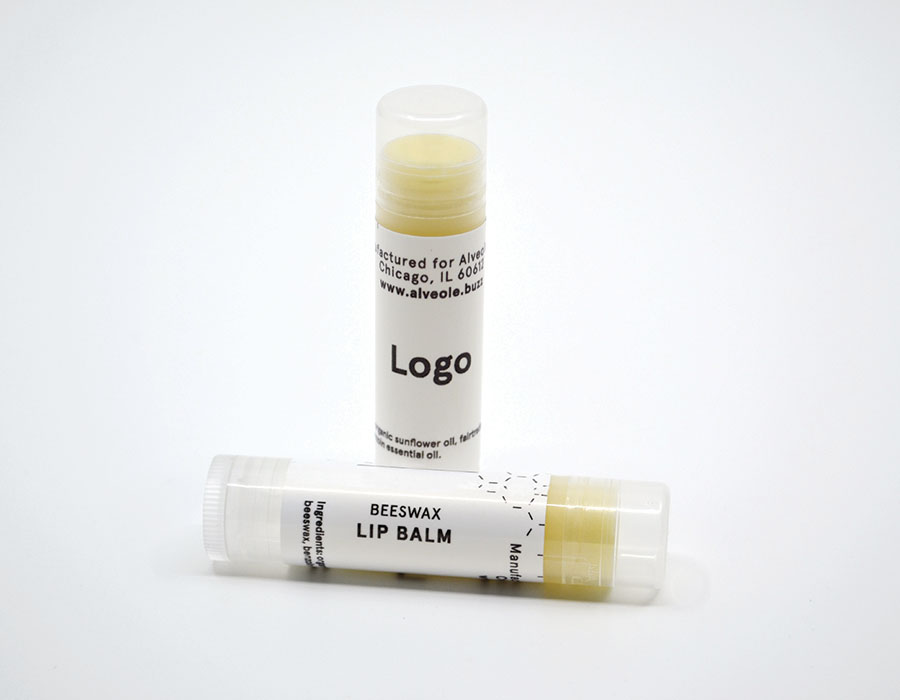 Nourish your lips with this beeswax lip balm stick, labeled with your organization’s logo.