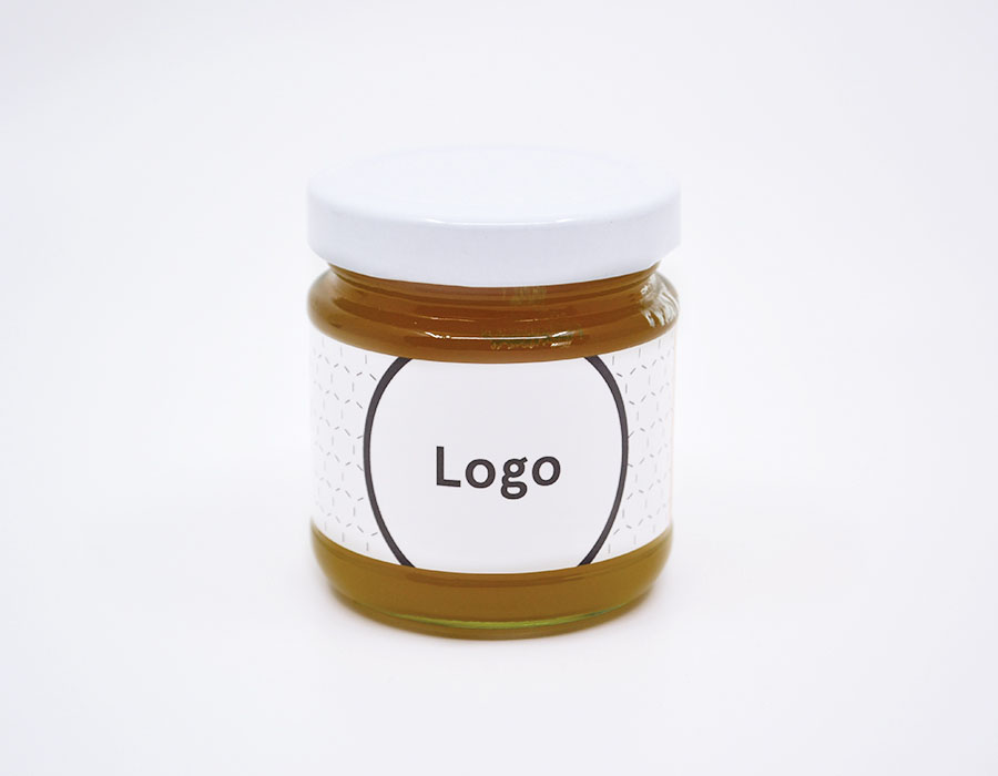 Each Alvéole honey jar is branded with your logo as a custom corporate gift