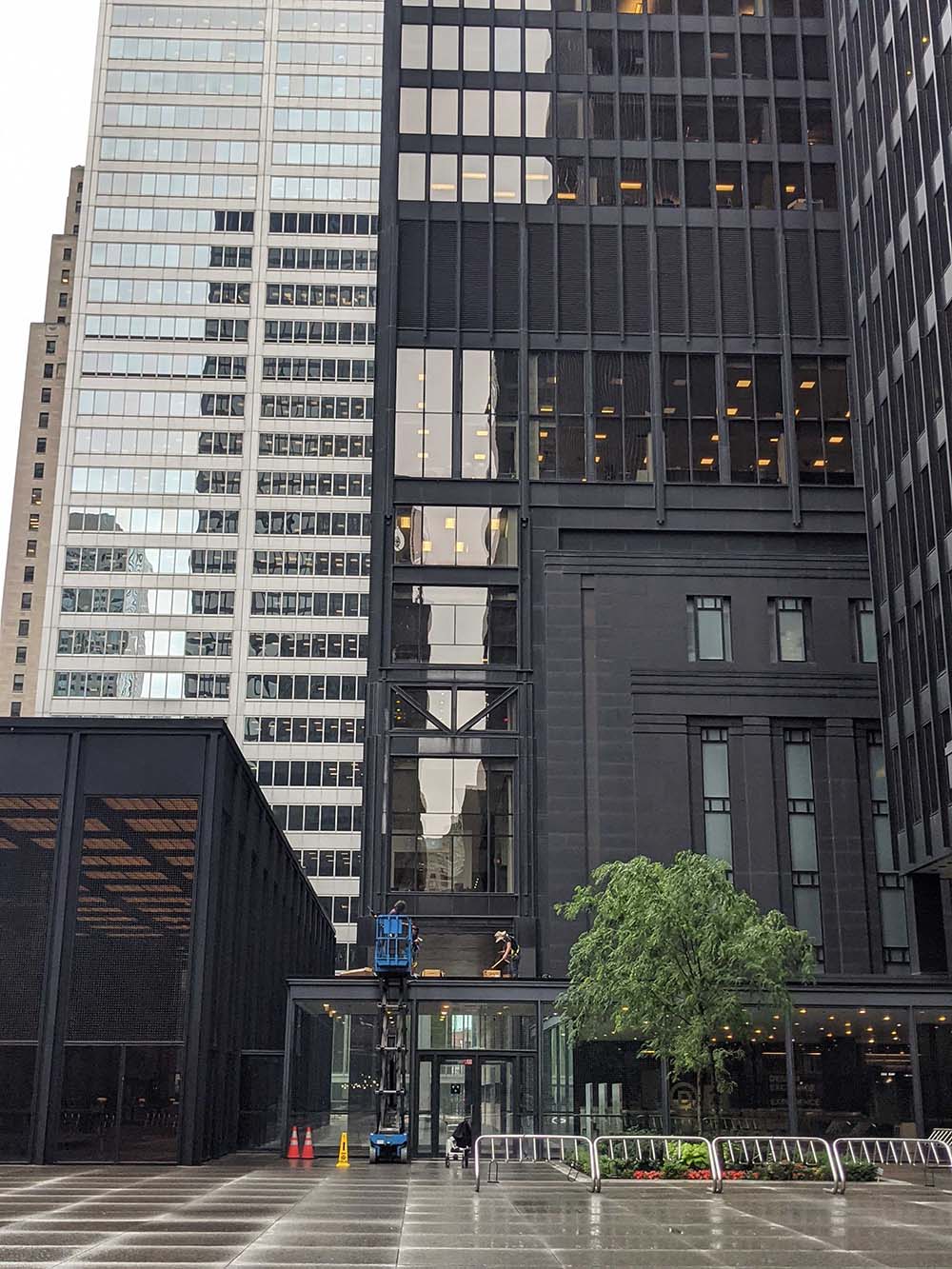Urban beehive installation on an urban building. urban beekeeping company