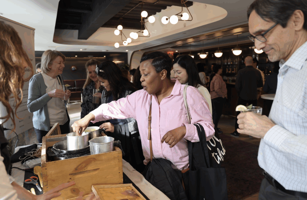Tenants enjoying the workplace environments and activities centered around urban beekeeping such as candle workshops