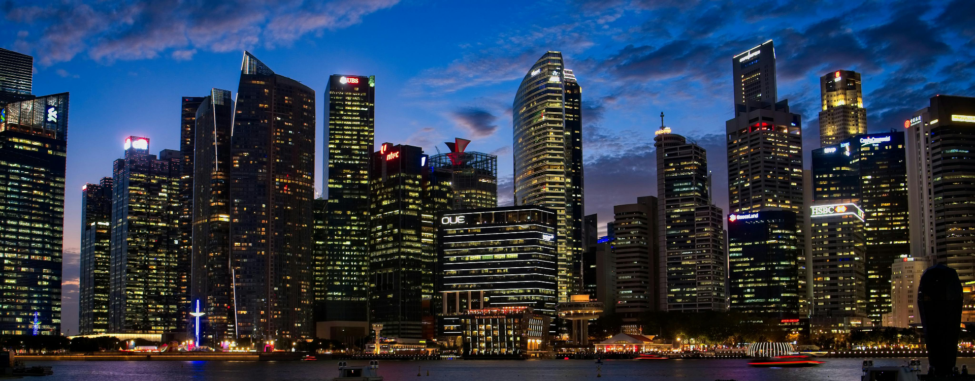 Skyline of commercial buildings managed by property managers